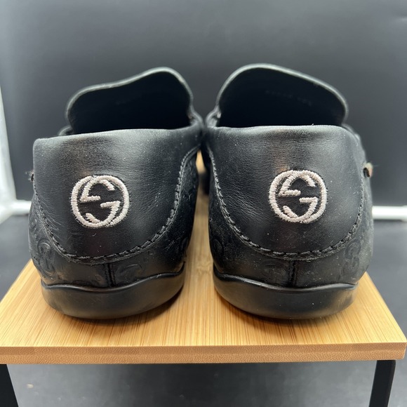 GUCCI 170618 Black Leather Guccissima GG Men\'s Loafers Made in Italy 10.5 G main image 6